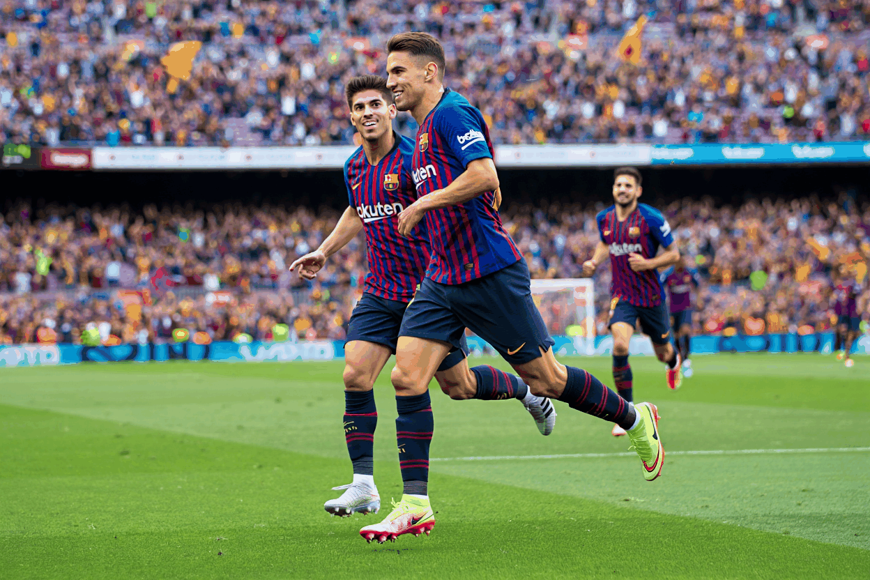 Celebración del gol de Eric García