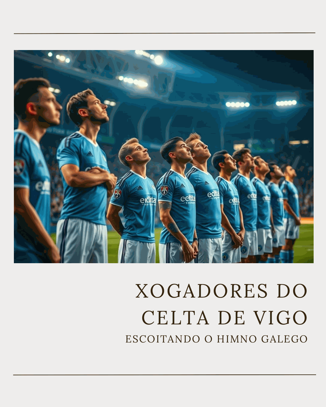 Xogadores do Celta escoitando o himno galego