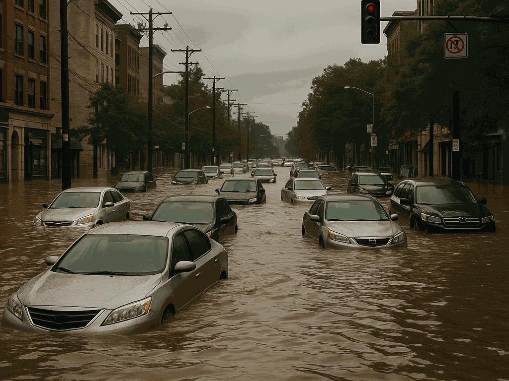 Inundación causada por lluvias torrenciales